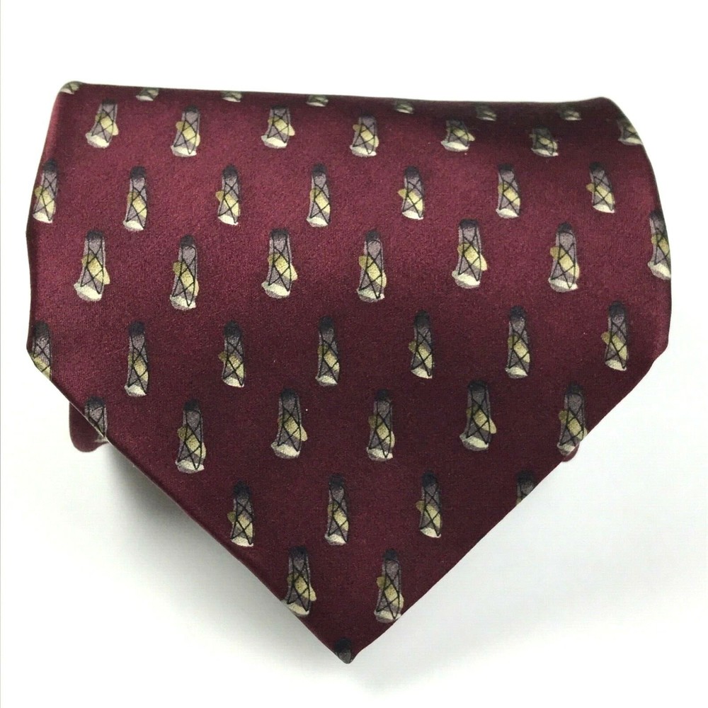 JERRY J GARCIA1996 Men's Silk Necktie Lady with Argyle Socks #14 Burgundy Tie - Picture 2 of 11